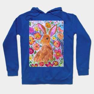 Hare among Flowers Hoodie